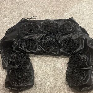 AKIRA Black Floral Textured Blouse